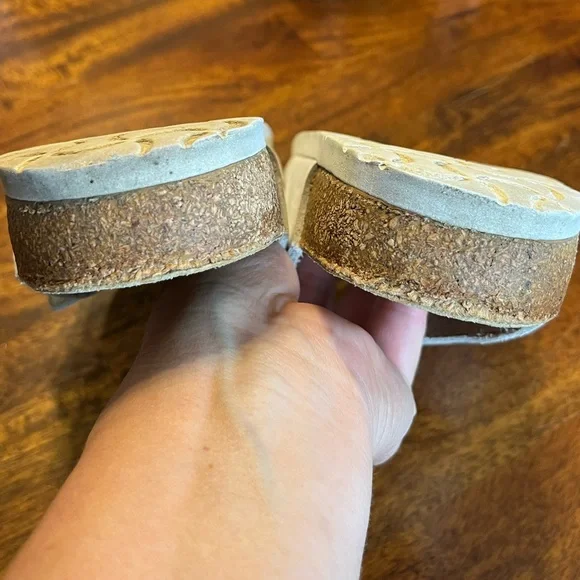 Birkenstock Two Strap Leather Sandals Cork Footbed Sz 40 (W9 M7) White - Picture 12 of 12